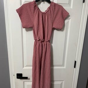 Pink Textured Jumpsuit